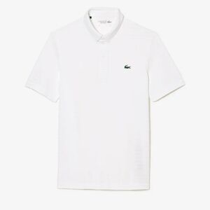 Lacoste Men's White Jacquard Polo Shirt Small